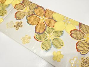 桜模様織り出し　振袖用袋帯